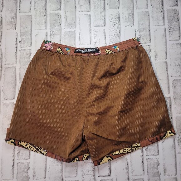 Wedding Cake Men's We Outside Nylon Printed Shorts - Brown Size Large - Picture 5 of 6